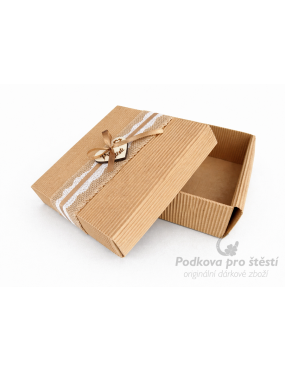 Dárková krabička rovná vlna zdobená 39, přírodní