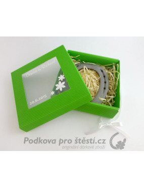 Dárkový balíček s podkovou, KRABIČKA S TEXTEM, různé barvy