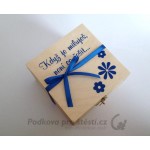 Dárková krabička dřevěná malá, čtvercová 10 x 10 x 7,3 cm S TEXTEM / MOTIVEM