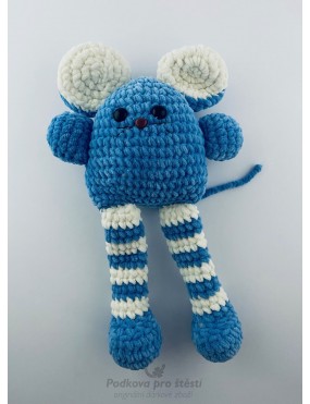 Háčkovaná modrá minky myška