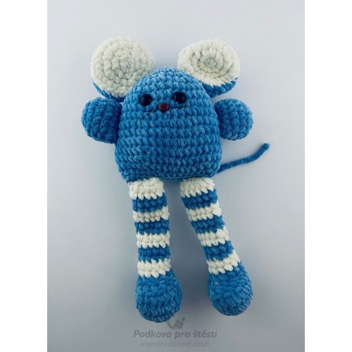 Háčkovaná modrá minky myška