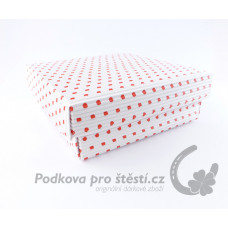 Dárková krabička ROVNÁ vlna, bílá+červený puntík / VÍCE VARIANT