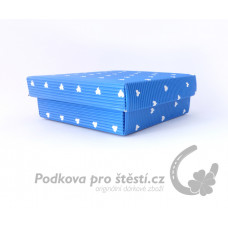 Dárková krabička ROVNÁ vlna, modrá+bílá srdíčka / VÍCE VARIANT