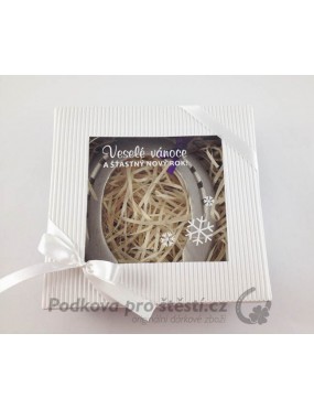 Dárkový balíček s podkovou, KRABIČKA S TEXTEM, VÁNOČNÍ A ZIMNÍ MOTIVY