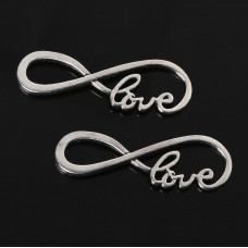 Přívěsek kovový spojovací 39x12 mm - love
