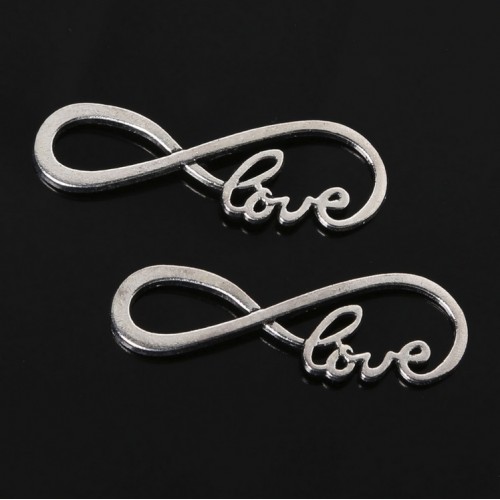 Přívěsek kovový spojovací 39x12 mm - love