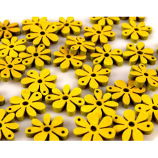 Přívěsek dřevěný 20x25 mm - květina žlutá 1
