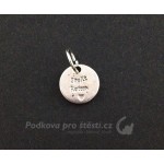 Přívěsek kovový 12x12 mm – ptáček placička