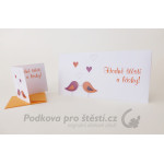 Přání tištěné malé S, ptáčkové se srdíčky