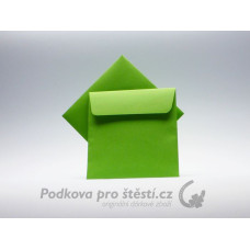 Barevná obálka čtvercová 13,5 x 13,5 cm - hráškově zelená