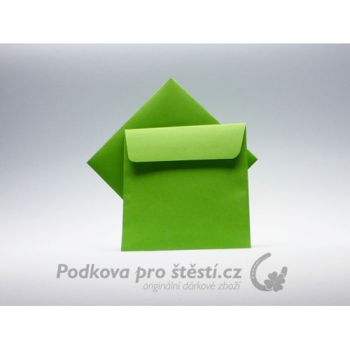Barevná obálka čtvercová 13,5 x 13,5 cm - hráškově zelená