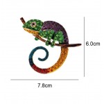 Brož chameleon s kamínky