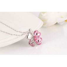 Přívěsek na řetízku čtyřlístek Crystal, SVĚTLE RŮŽOVÝ