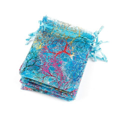 Organzový sáček modrý melír 7 x 9 cm