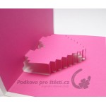 Přání ručně vyrobené C6, leporelo 3D srdce, RŮZNÉ BARVY A VARIANTY