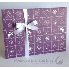 Přebal na peníze / poukaz, Vánoční vzor fialový 213 / RŮZNÉ VELIKOSTI