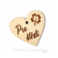 Visačka dřevěná srdce Pro štěstí